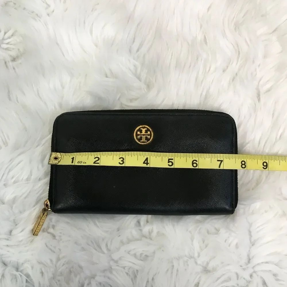 Tory Burch Black Leather Continental Zip Wallet - Picture 16 of 16